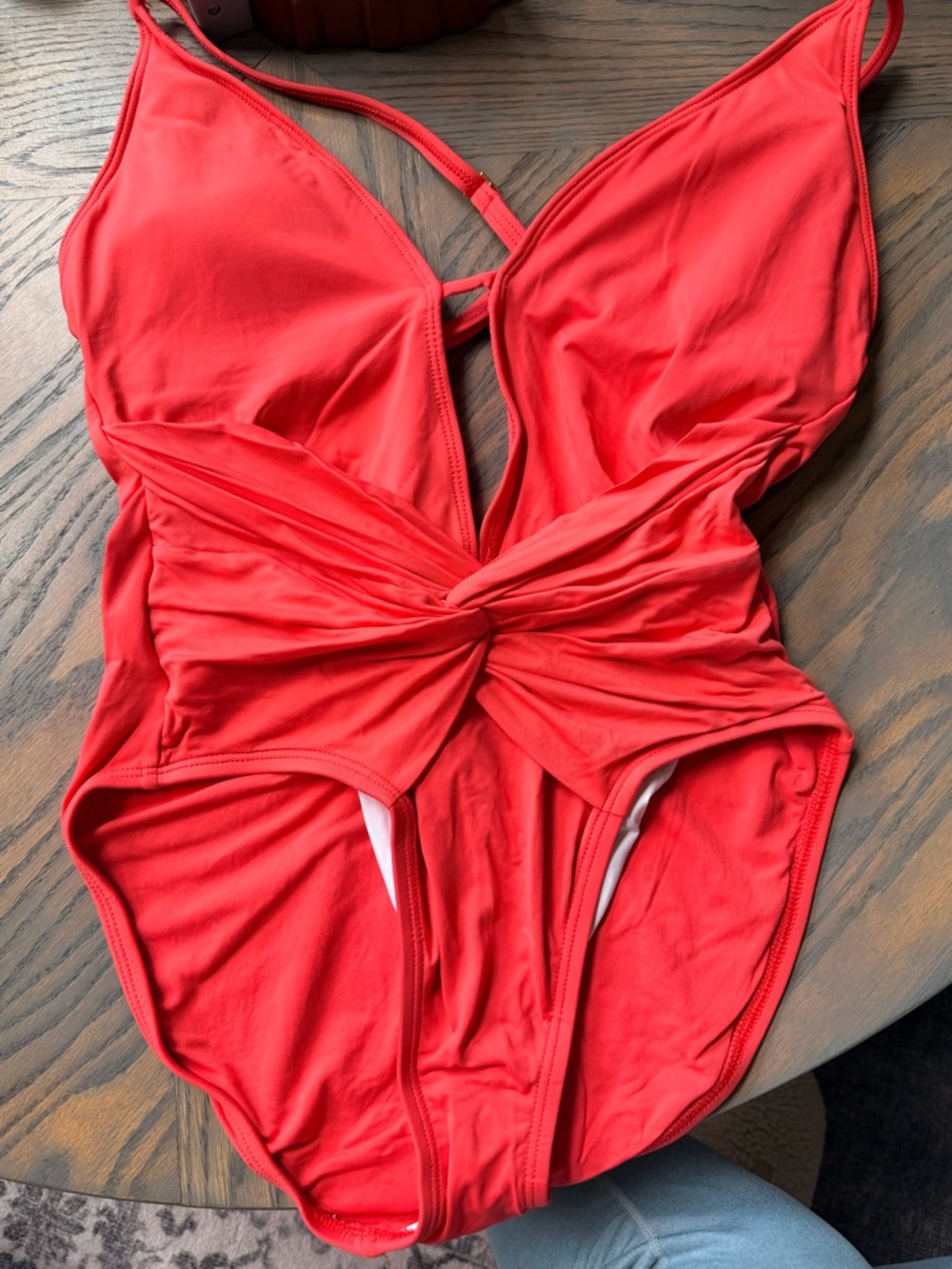 La Blanca Coral-Red Twist Front One-Piece Swimsuit